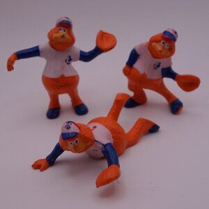 Set of Three Vintage 1985 Gaston Plastiques Youppi! Montreal Expos PVC Figurines